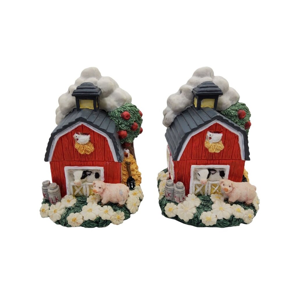 vintage youngs heavy resin red barn farm animals vibrant colors bookends. - Picture 12 of 13